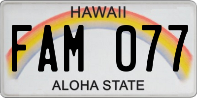 HI license plate FAM077