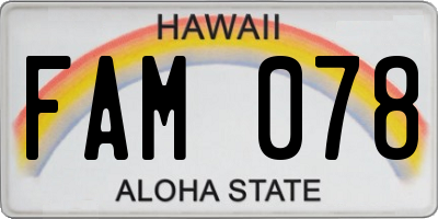 HI license plate FAM078