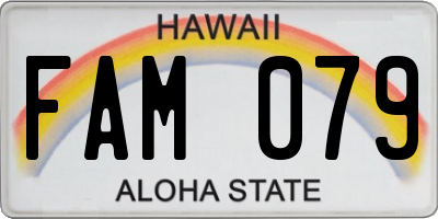 HI license plate FAM079