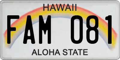 HI license plate FAM081
