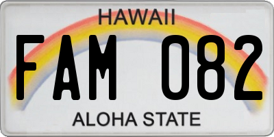 HI license plate FAM082