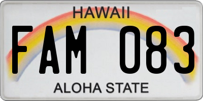 HI license plate FAM083