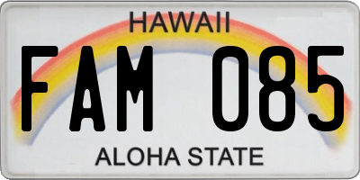 HI license plate FAM085