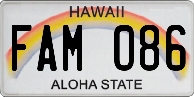 HI license plate FAM086