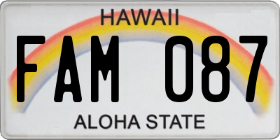HI license plate FAM087