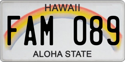 HI license plate FAM089
