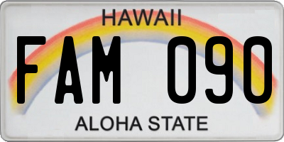 HI license plate FAM090