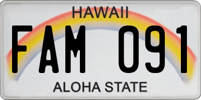 HI license plate FAM091