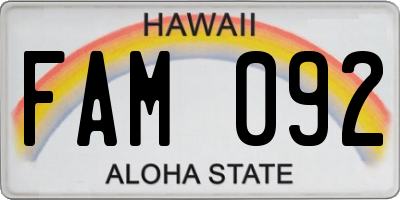 HI license plate FAM092