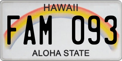 HI license plate FAM093