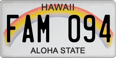 HI license plate FAM094