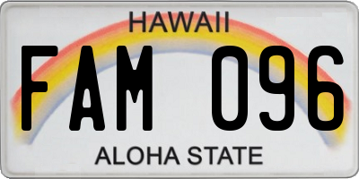 HI license plate FAM096