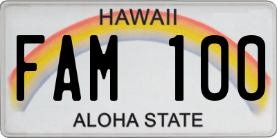 HI license plate FAM100