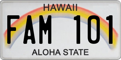 HI license plate FAM101