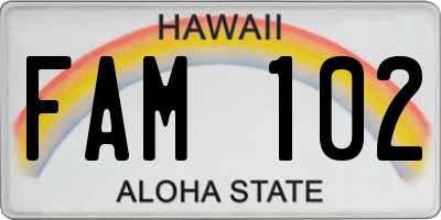 HI license plate FAM102