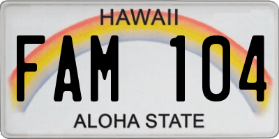 HI license plate FAM104