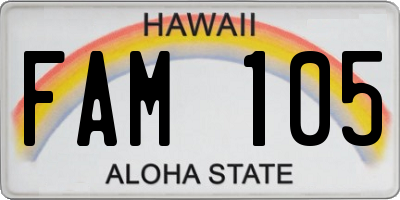 HI license plate FAM105