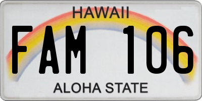 HI license plate FAM106