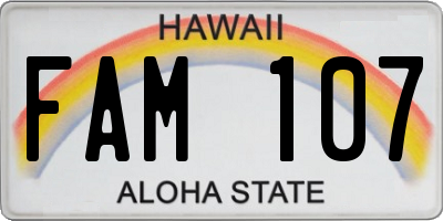 HI license plate FAM107