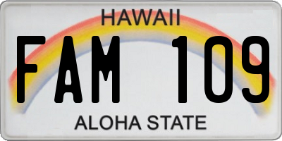HI license plate FAM109