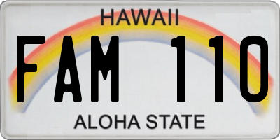 HI license plate FAM110
