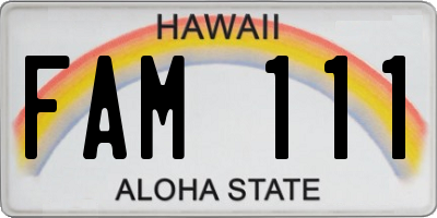 HI license plate FAM111