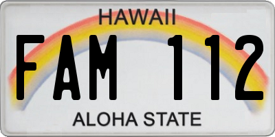 HI license plate FAM112