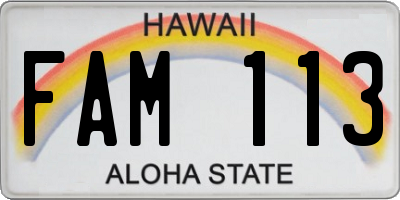 HI license plate FAM113
