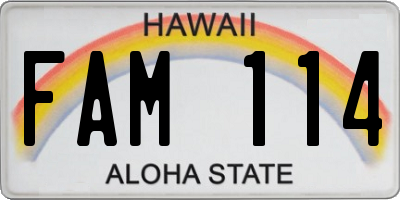 HI license plate FAM114