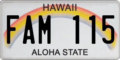 HI license plate FAM115