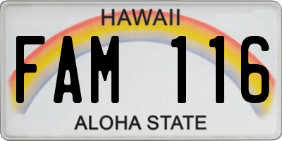 HI license plate FAM116