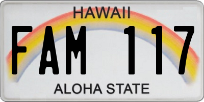 HI license plate FAM117