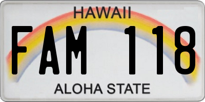 HI license plate FAM118