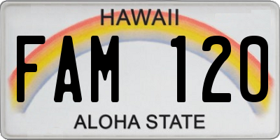 HI license plate FAM120