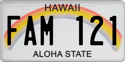 HI license plate FAM121