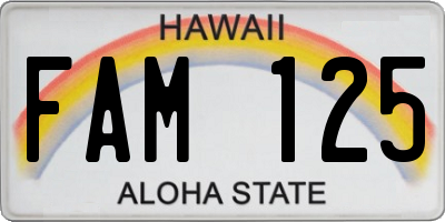 HI license plate FAM125