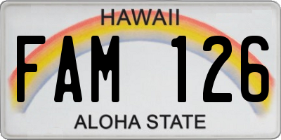 HI license plate FAM126