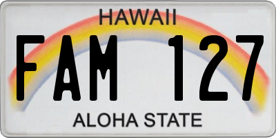 HI license plate FAM127