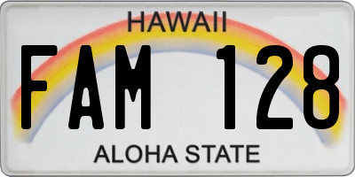 HI license plate FAM128