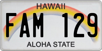 HI license plate FAM129