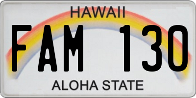 HI license plate FAM130