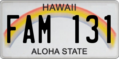 HI license plate FAM131
