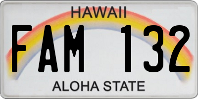 HI license plate FAM132