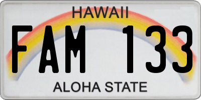 HI license plate FAM133