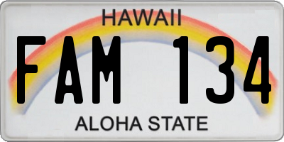 HI license plate FAM134