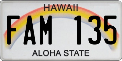 HI license plate FAM135