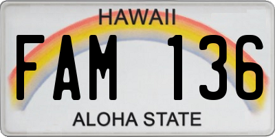 HI license plate FAM136
