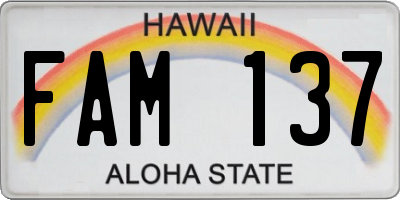 HI license plate FAM137