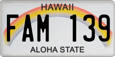HI license plate FAM139