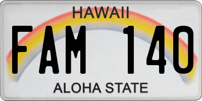 HI license plate FAM140